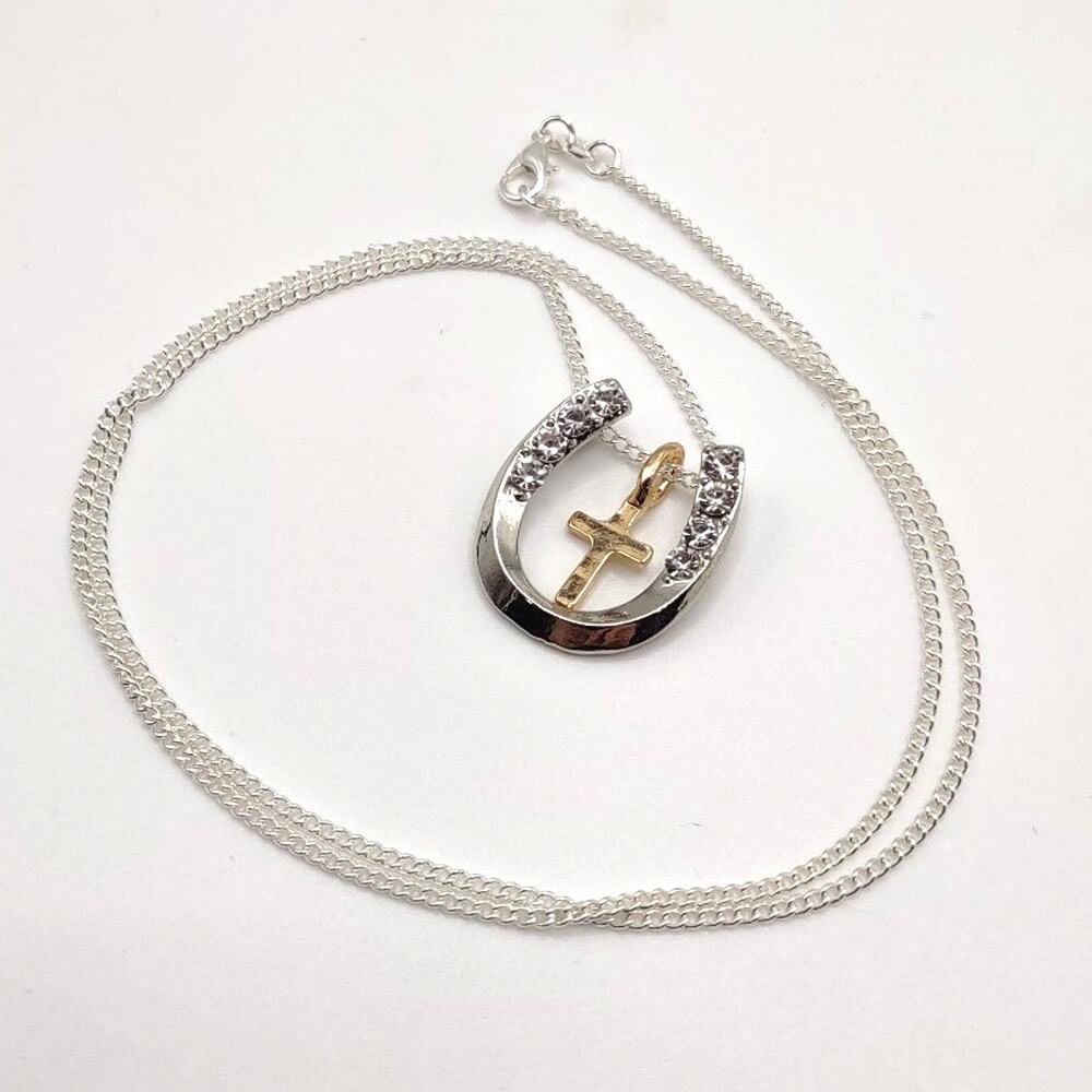 925 Sterling Silver Necklace Horseshoe Cross Gemstones Valentines Birthday Gift